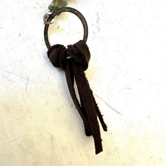 Leather cord beaded pendant tassel necklace - Picture 8 of 11